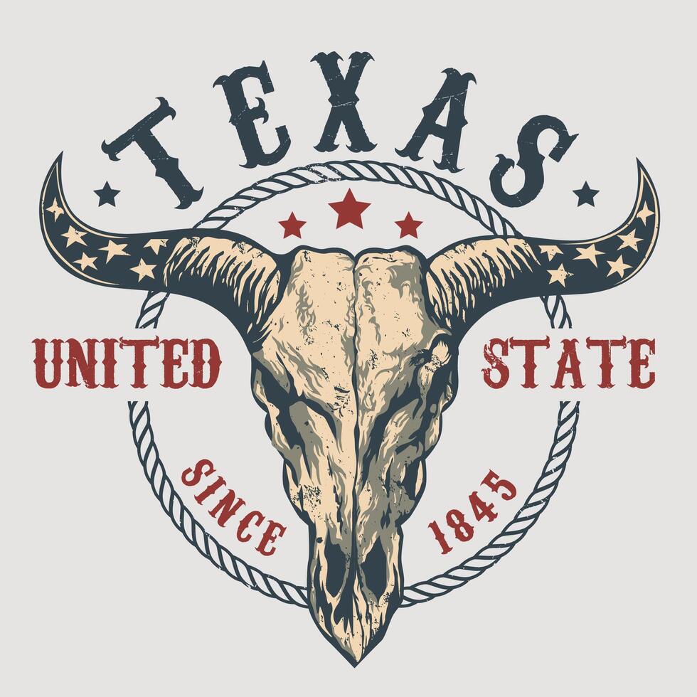 Bull skull t shirt Texas design template vector