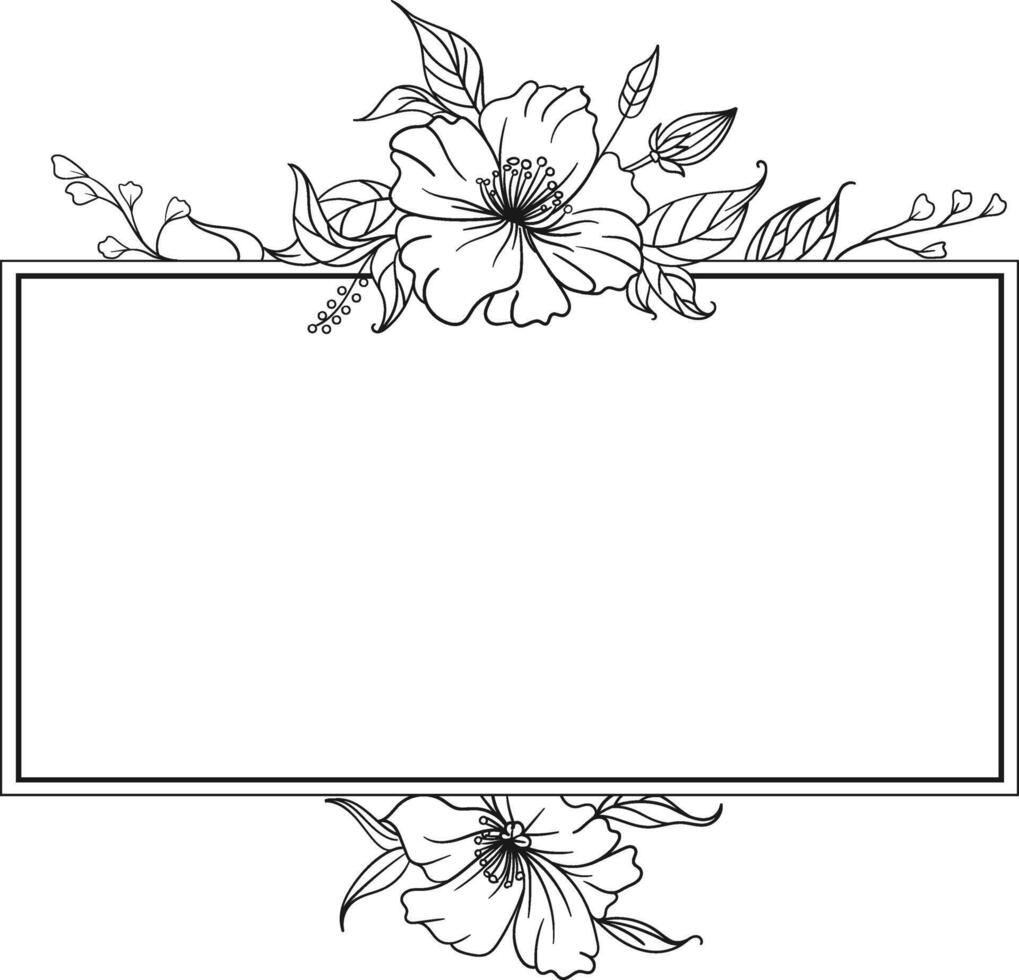 Flower wedding frame card vector