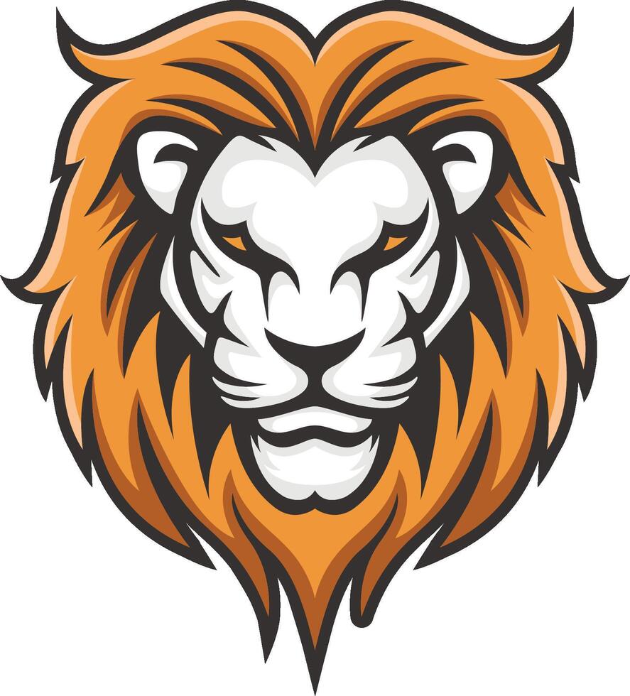 Lion strong face sport logo design template vector