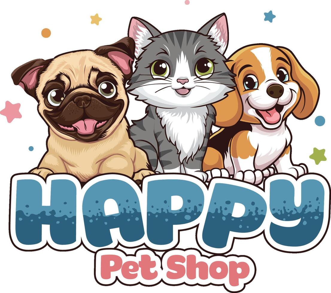 Pet store cat and dog logo design template vector