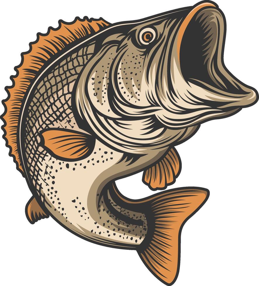 Bass fish design template vector