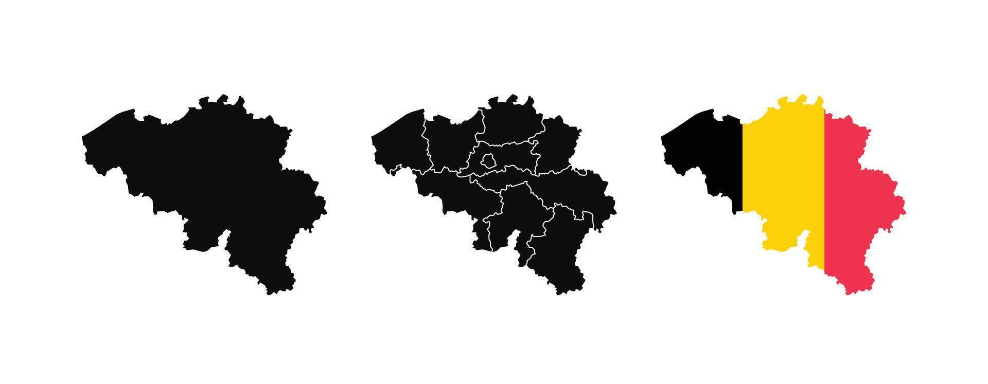 Belgium Map. Map of Belgium with National Flag. vector