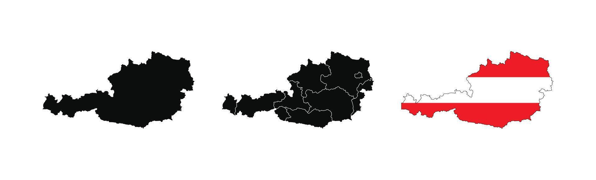 Austria Map. Map of Austria with National Flag. vector