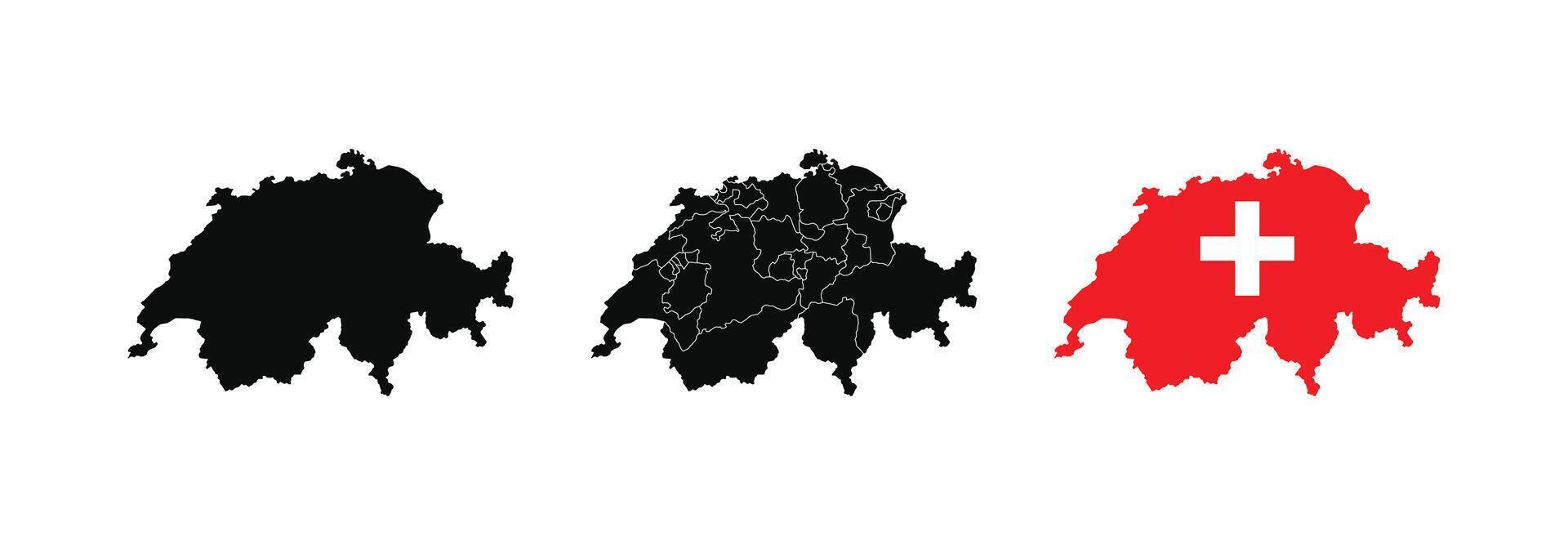 Switzerland Map. Map of Switzerland with national Flag. vector