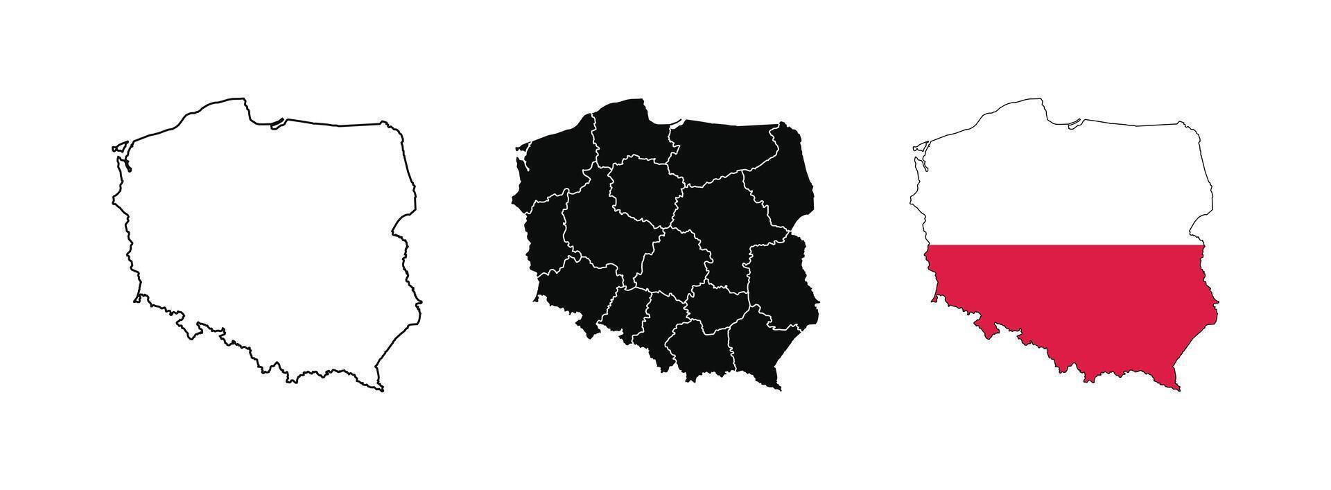 Poland Map. Map of Poland with National Flag. vector