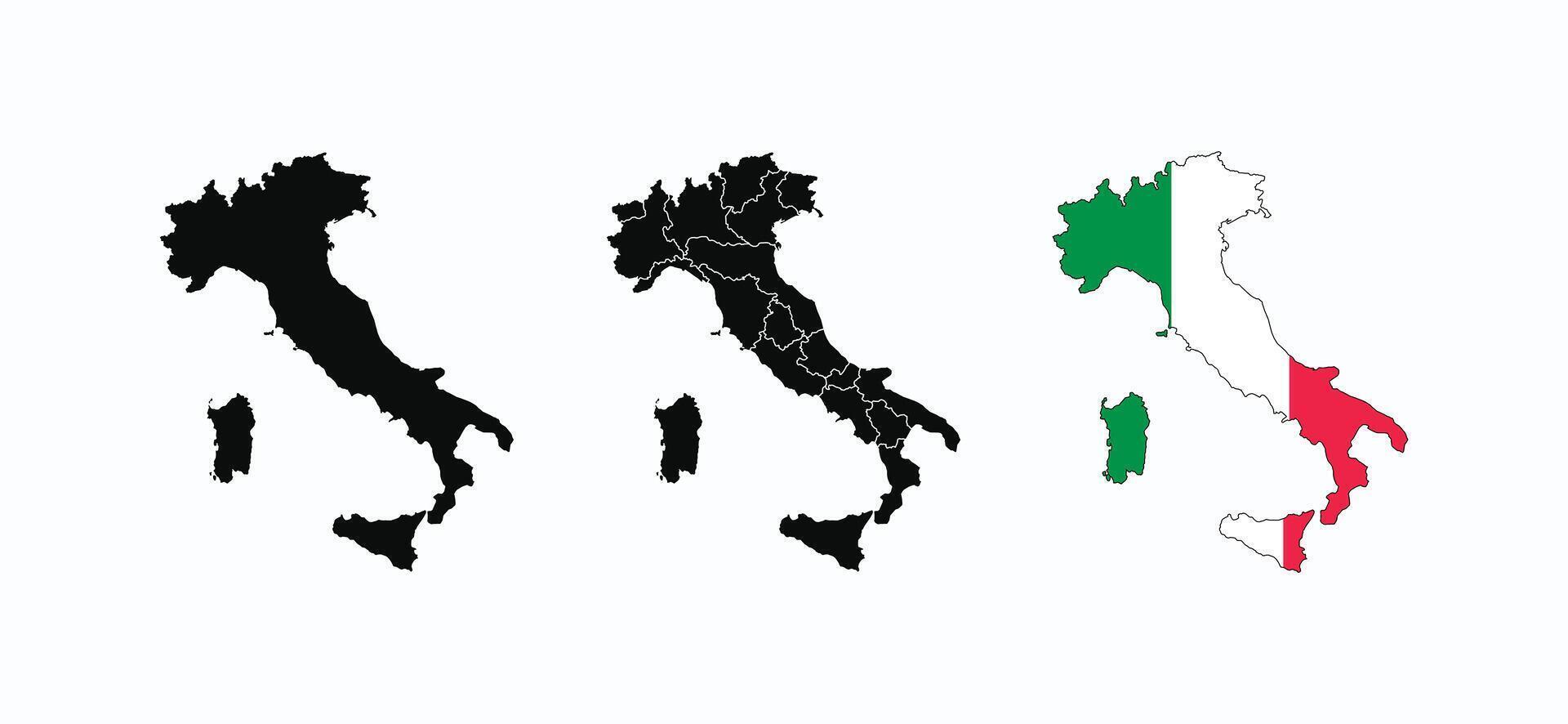 Italy Map. Map of Italy with national Flag. vector