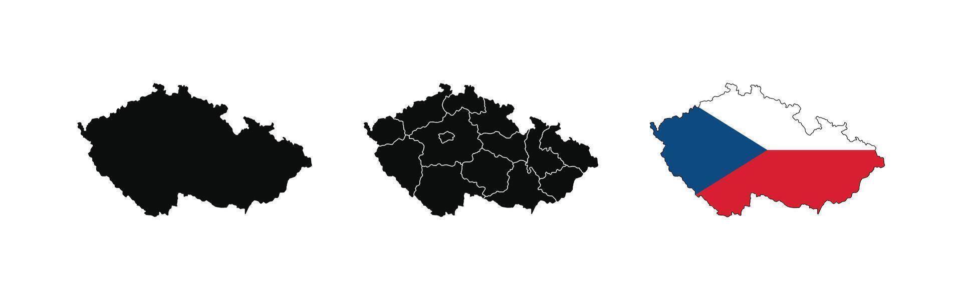 Czech Republic Map. Map of Czech Republic with National Flag. vector