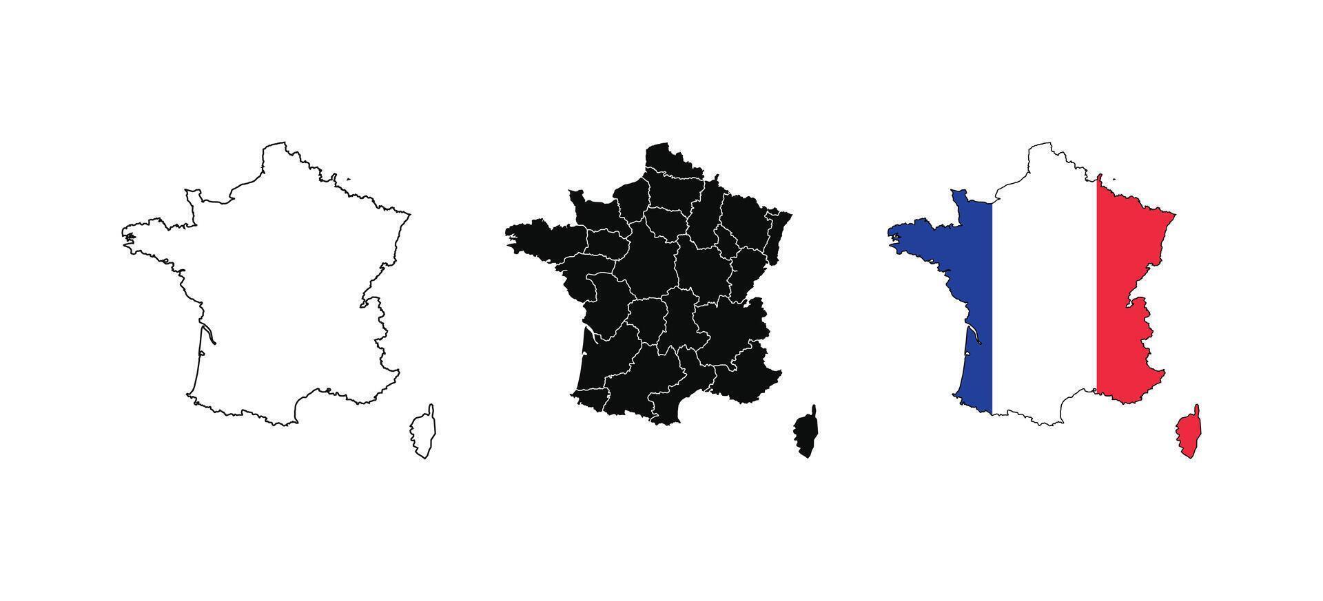 France Map. Map of France with national Flag. vector