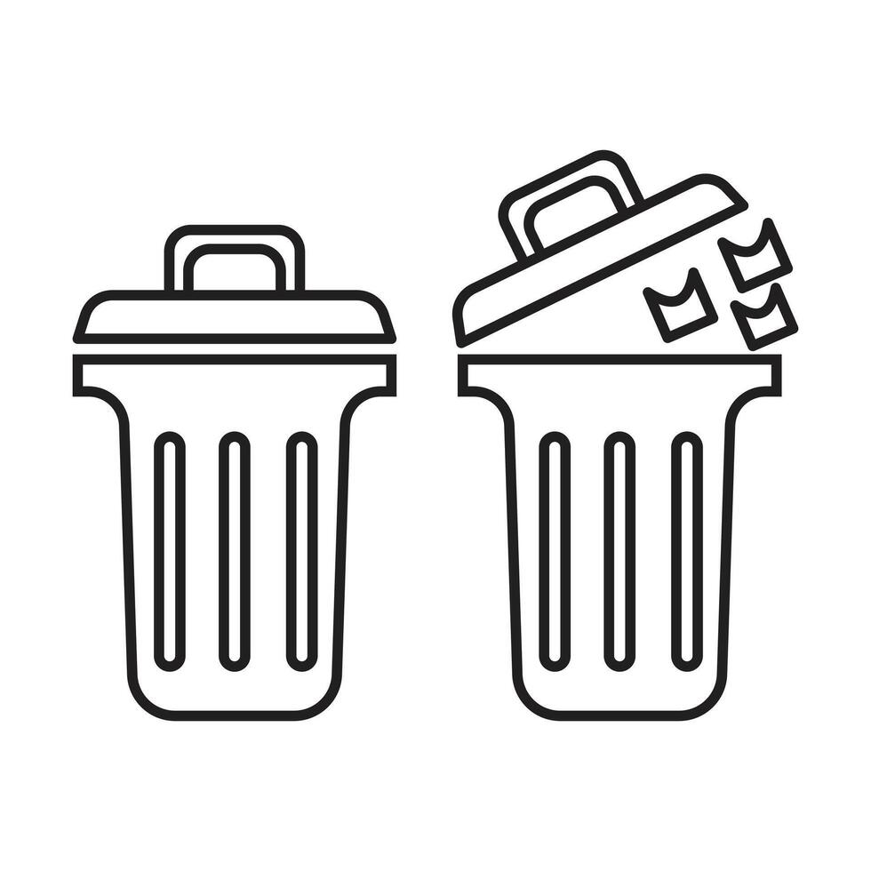 rubbish bin icon on white background vector