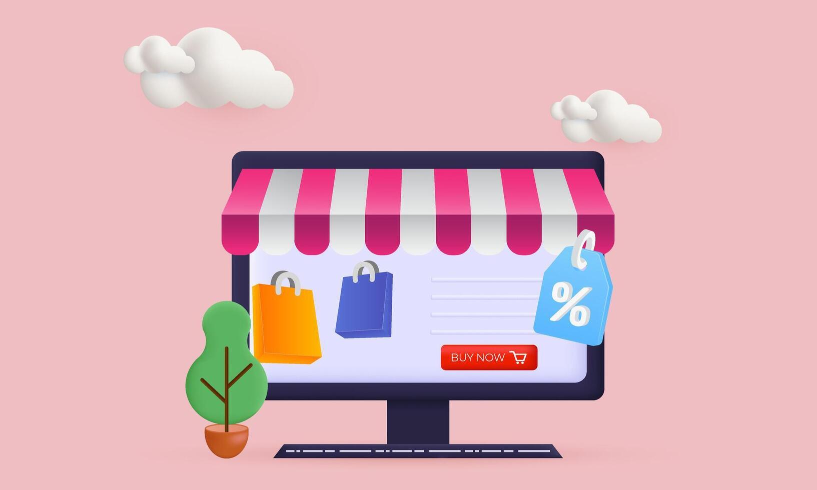 3d online shopping graphic elements signs symbols new idea concept design vector