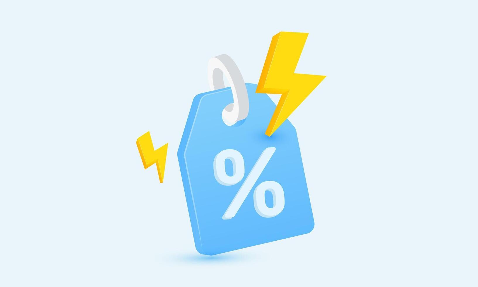 3d icon thunder bolt icons price tag sales new idea concept design vector