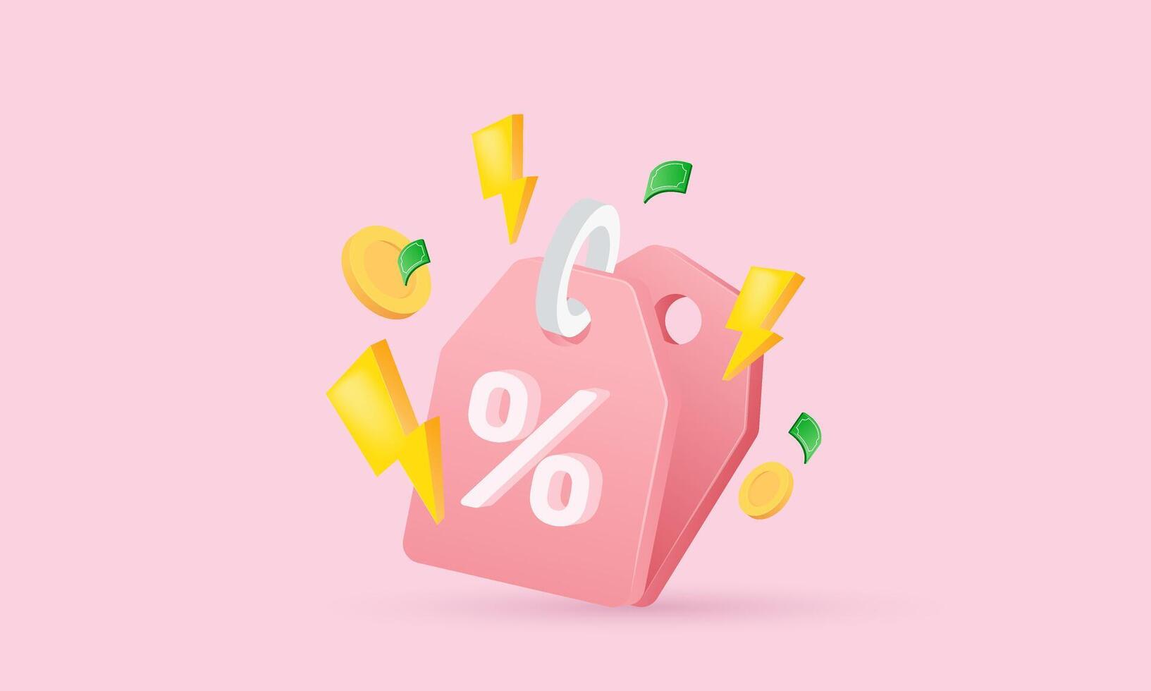 3d icon thunder bolt coupon sales new idea concept design vector