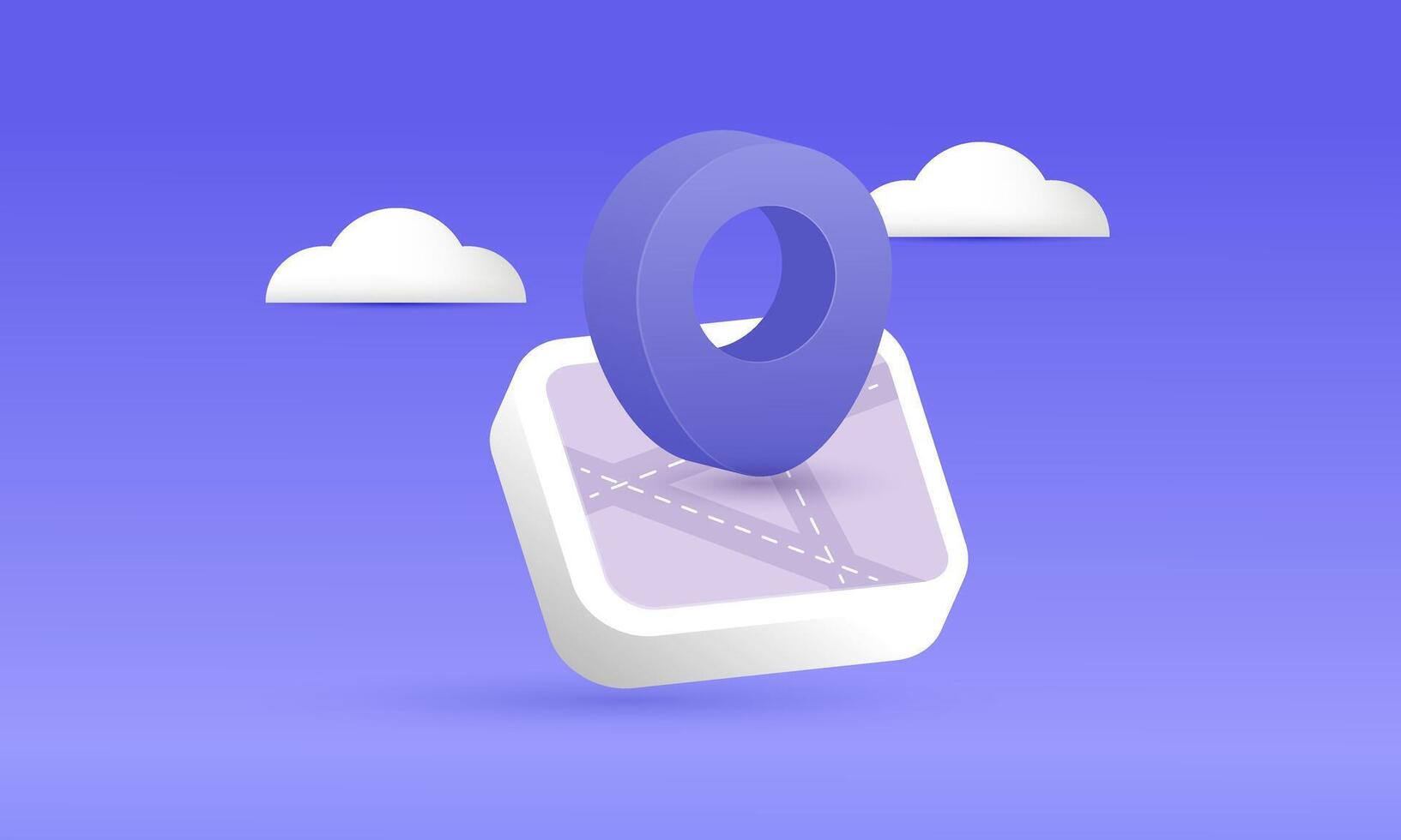 3d icon purple maps navigation new idea concept design vector