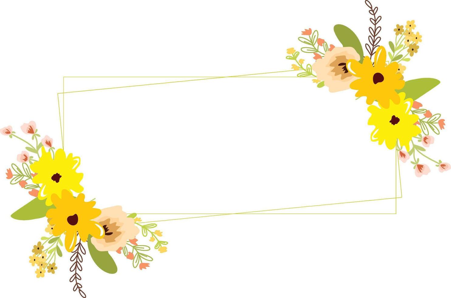 beautiful wild flowers. Frame with colorful wild flowers vector