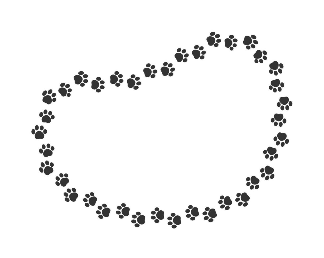 Animal paw print silhouette abstract frame clipart vector