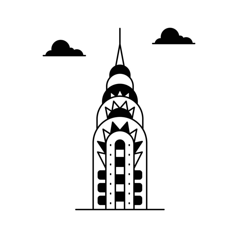 Art Deco skyscraper in New York City, chrysler building design vector