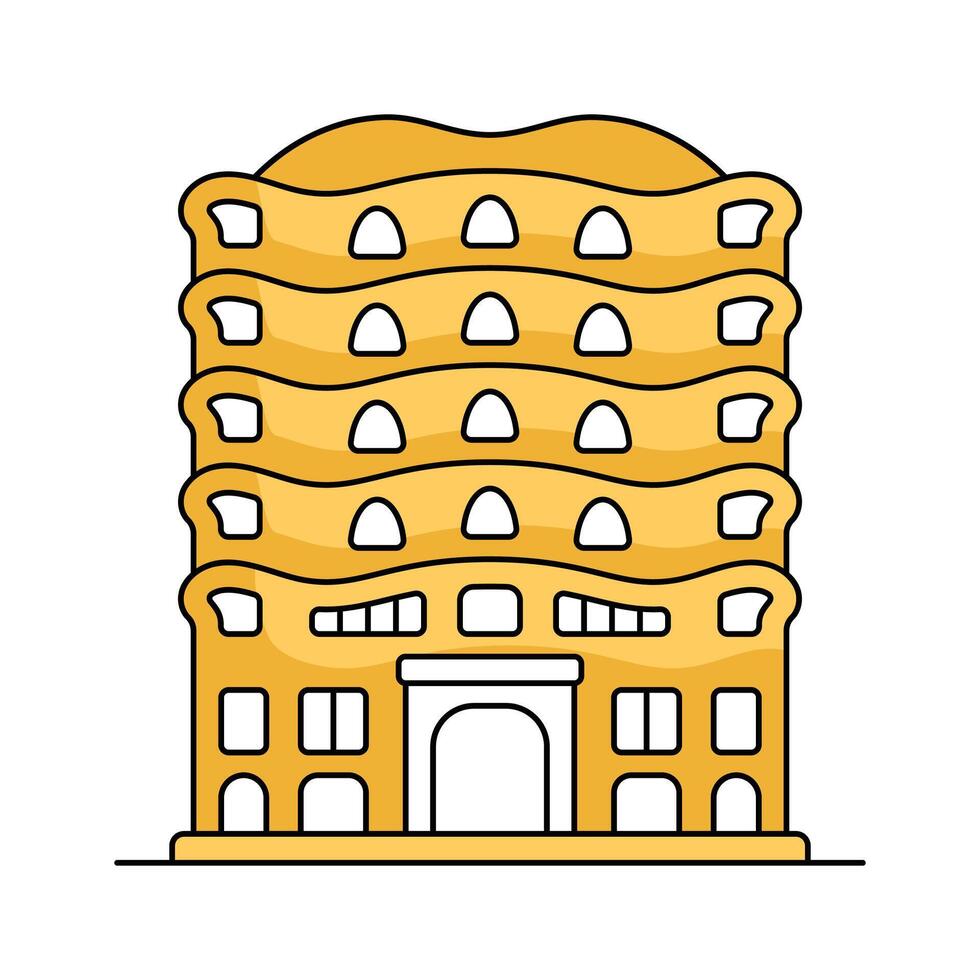 Modernist building in Barcelona, Spain, casa mila building design vector