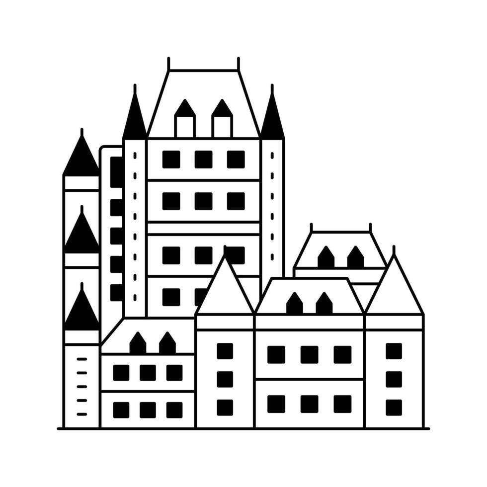 Historic hotel in Quebec City, Chateau Frontenac icon design in modern style vector