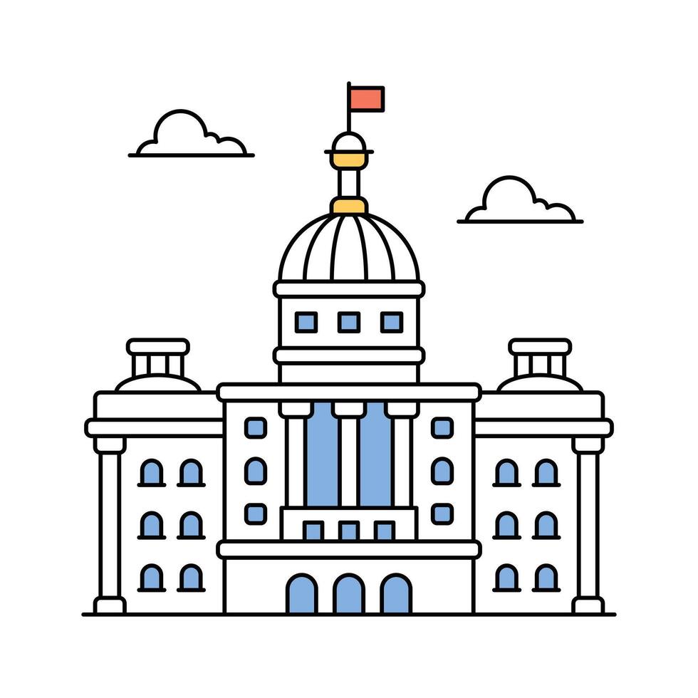 Us capitol hill design, american democracy, united states congress vector