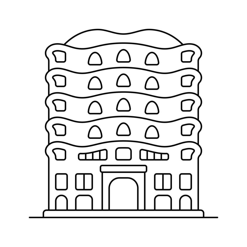 Modernist building in Barcelona, Spain, casa mila building design vector