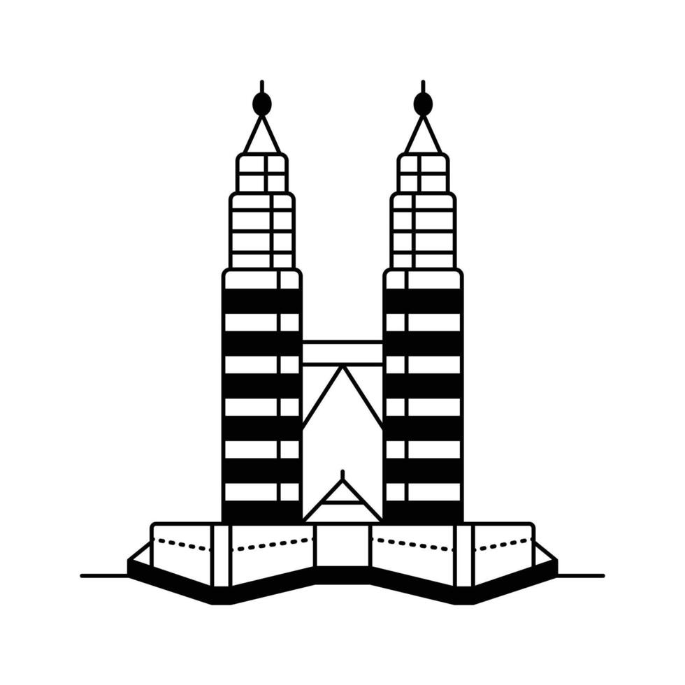 Malaysian landmark, petronas tower, twin tower icon design in modern style vector