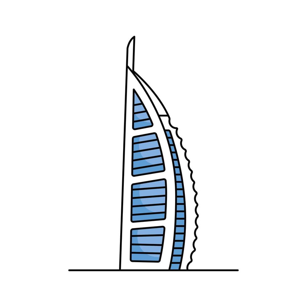 Well designed burj al arab building design vector