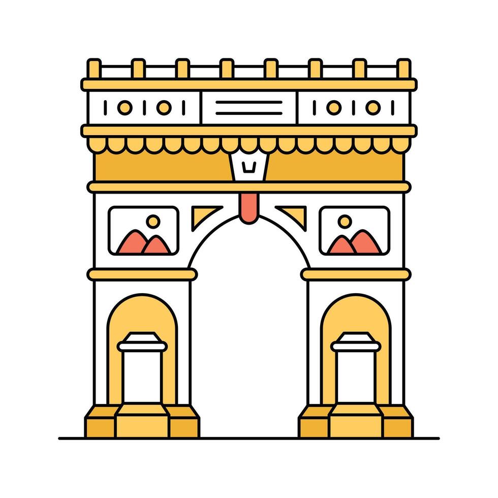 Modern icon of arc de triomphe, a famous paris monument vector