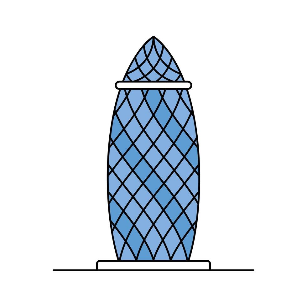 Modern, uniquely designed skyscraper in London, also known as 30 St Mary Axe vector