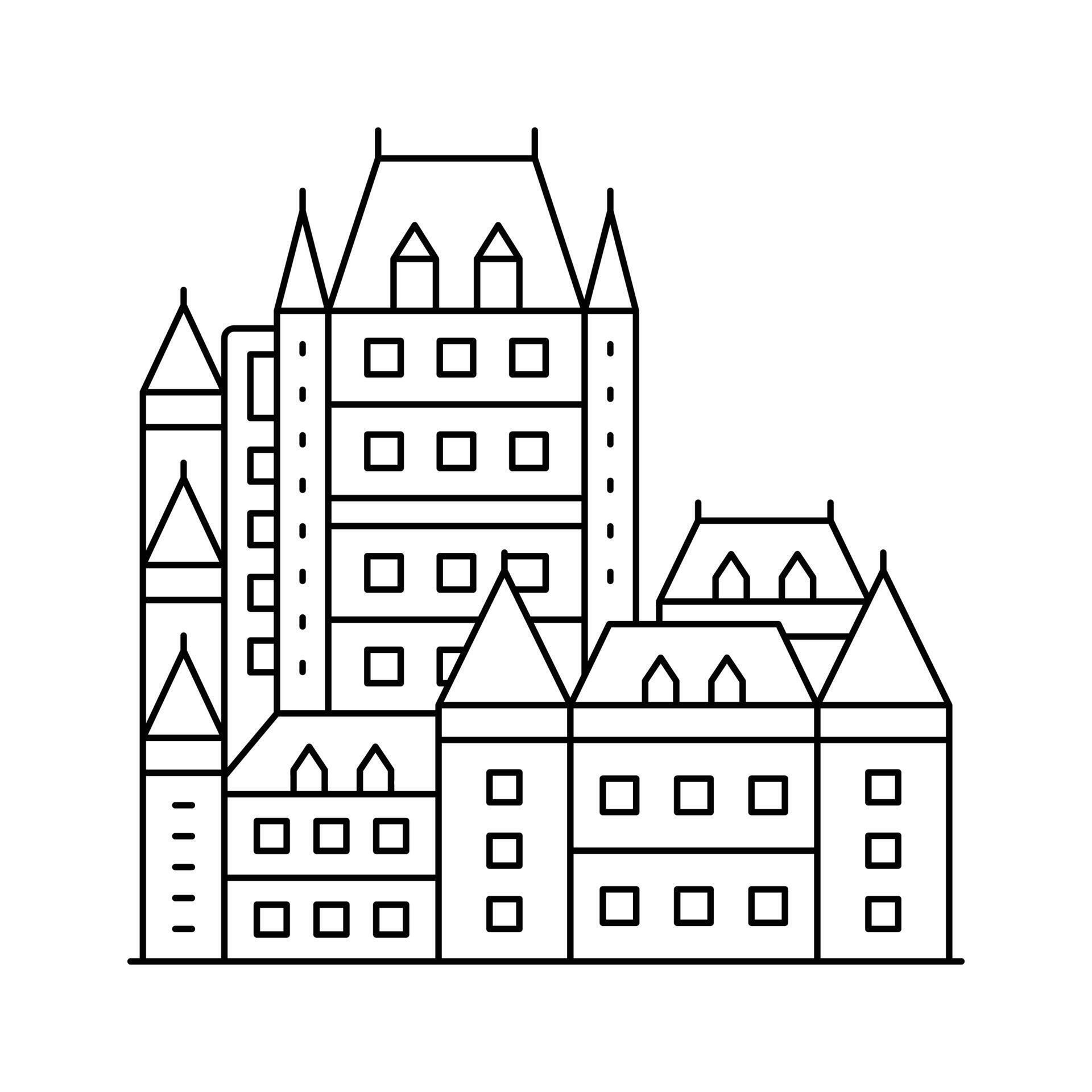 Historic hotel in Quebec City - Historic Hotel In Quebec City Chateau Frontenac Icon Design In Modern Style Vector