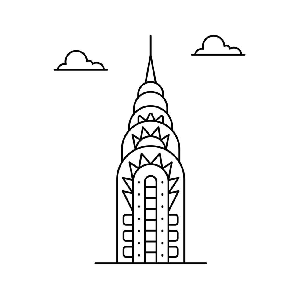 Art Deco skyscraper in New York City, chrysler building design vector