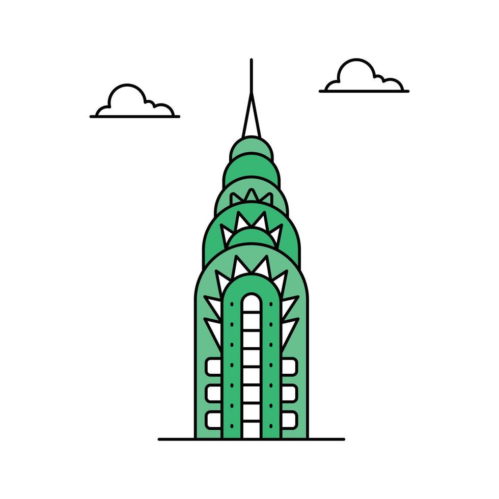 Art Deco skyscraper in New York City, chrysler building design vector