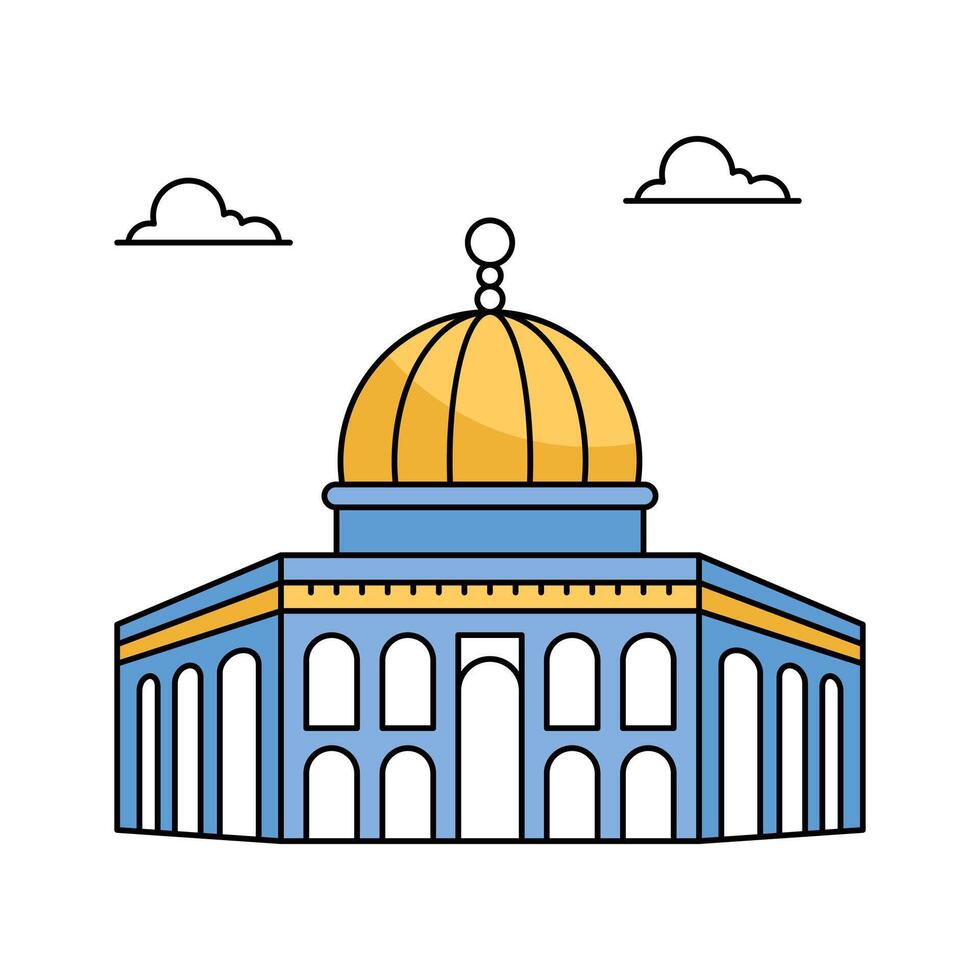 Islamic shrine in Jerusalem, known for its golden dome and religious significance vector