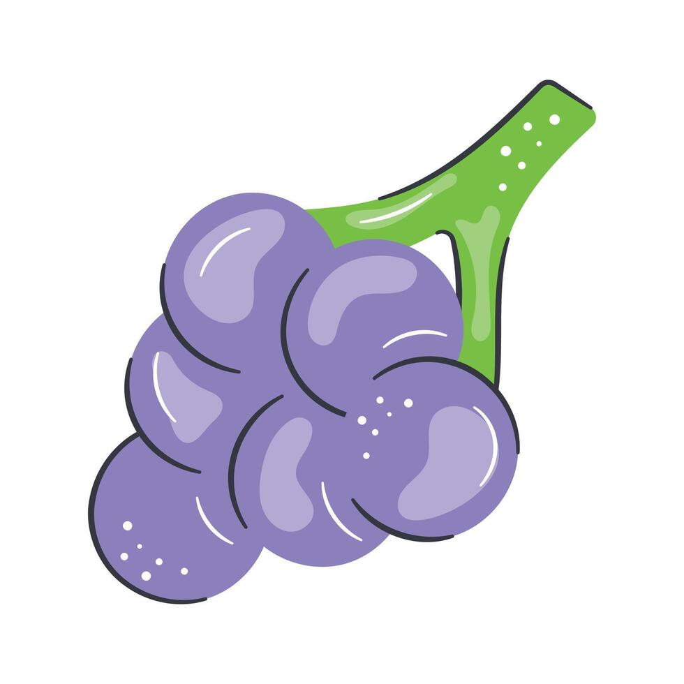 Bunch of sweet berries, icon of grapes, natural antioxidant fruit vector