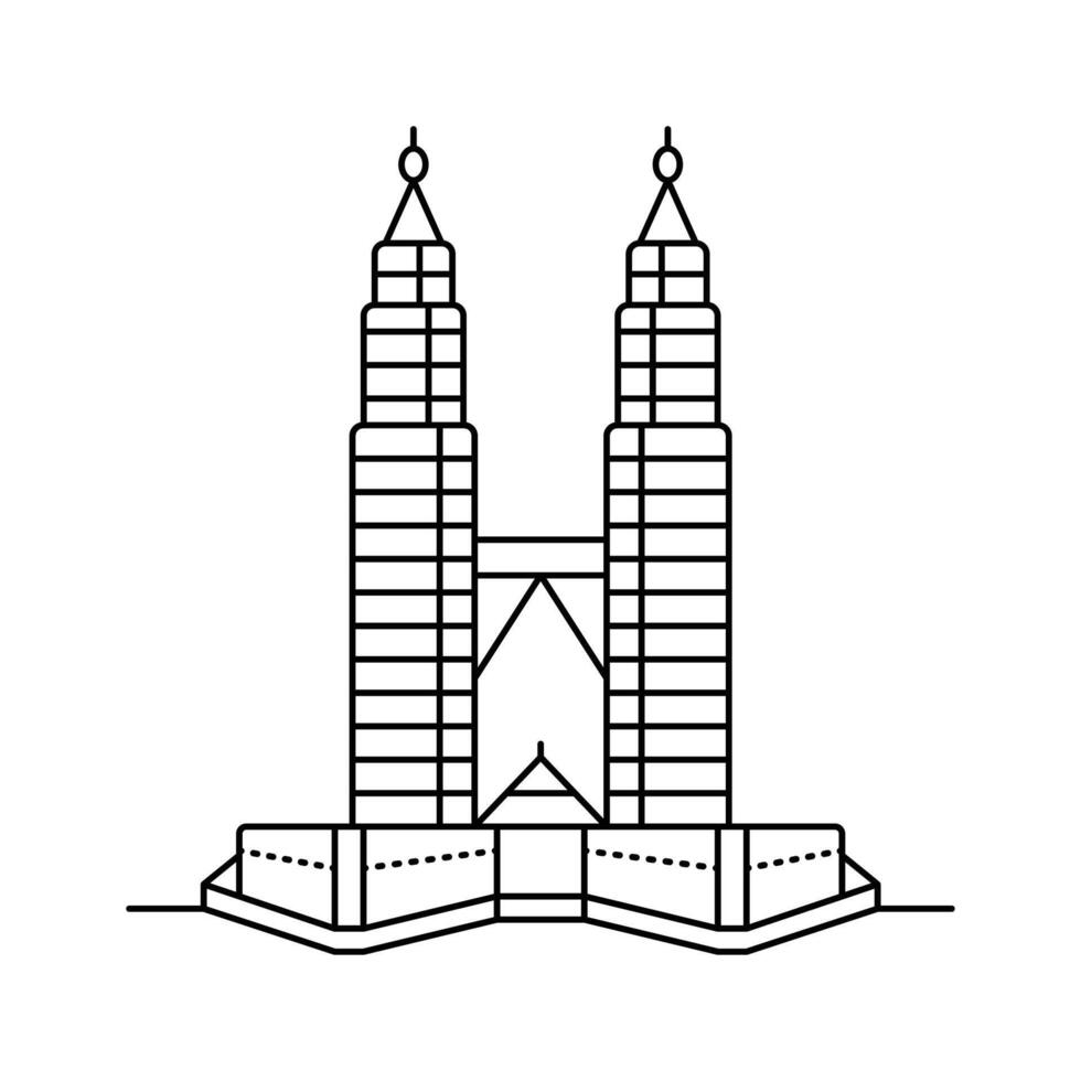 Malaysian landmark, petronas tower, twin tower icon design in modern style vector