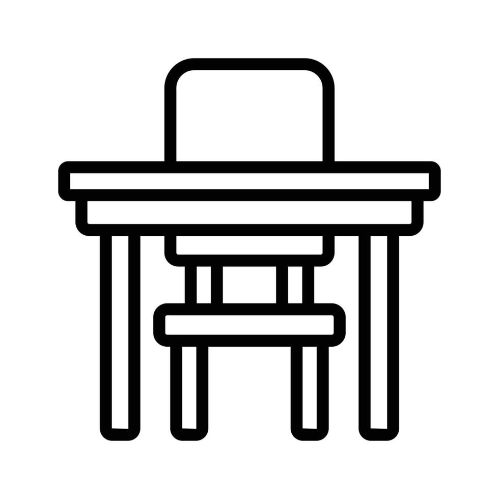 School table and chair icon design in modern style vector