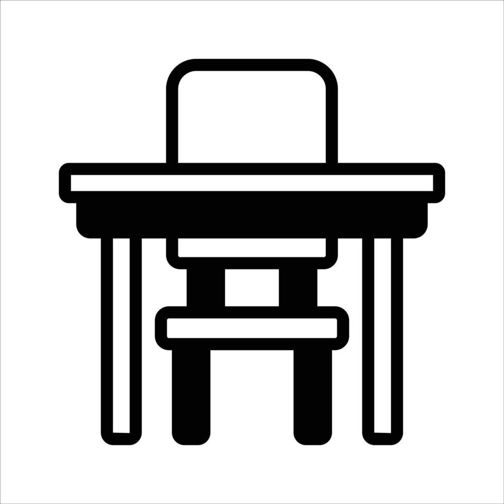School table and chair icon design in modern style vector