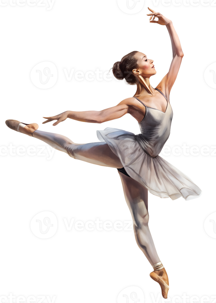 Illustration of Digital Painting of Ballet dancer, full body, isolated on a transparent background png