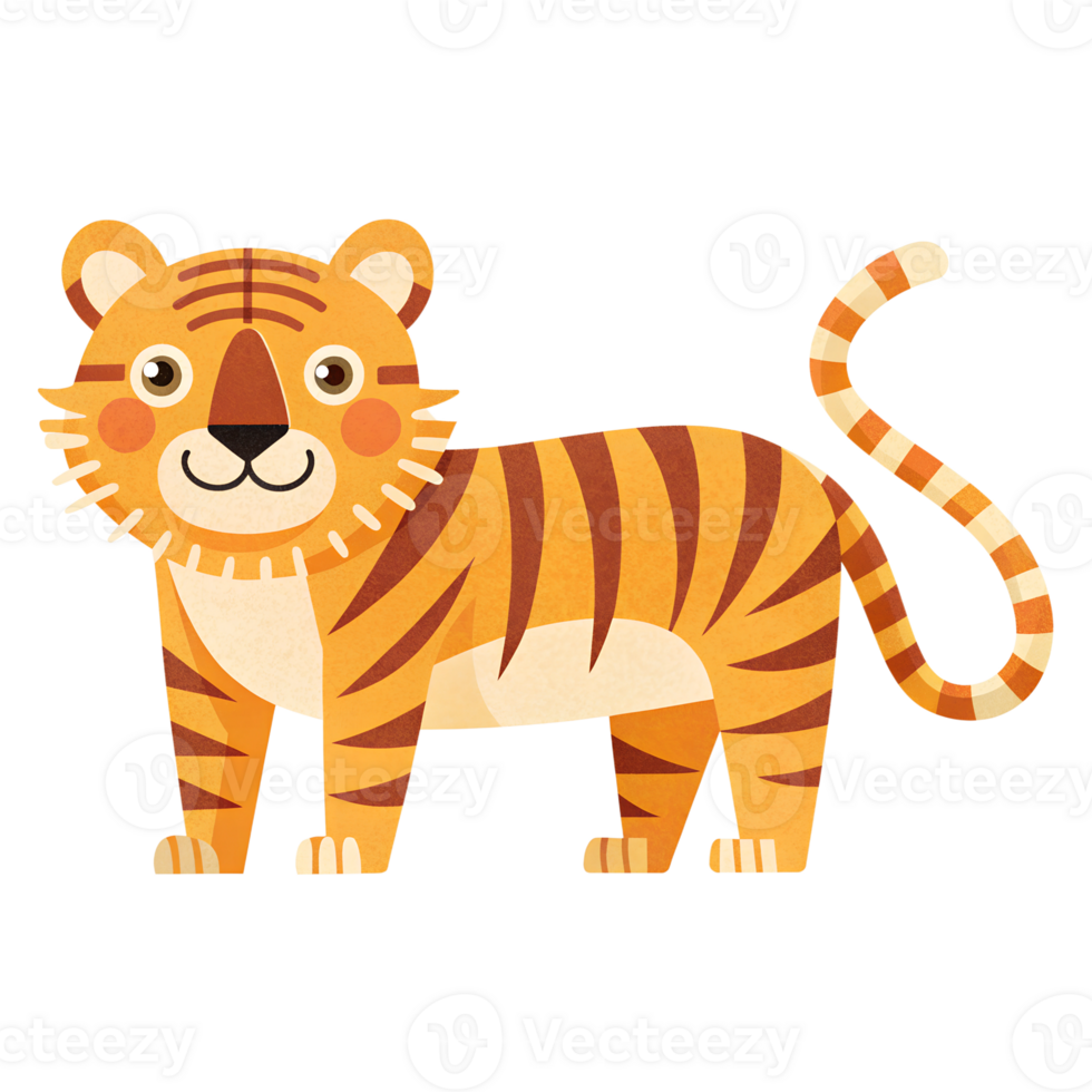 Illustration style cartoon cute, Tiger, simple and clean lines png