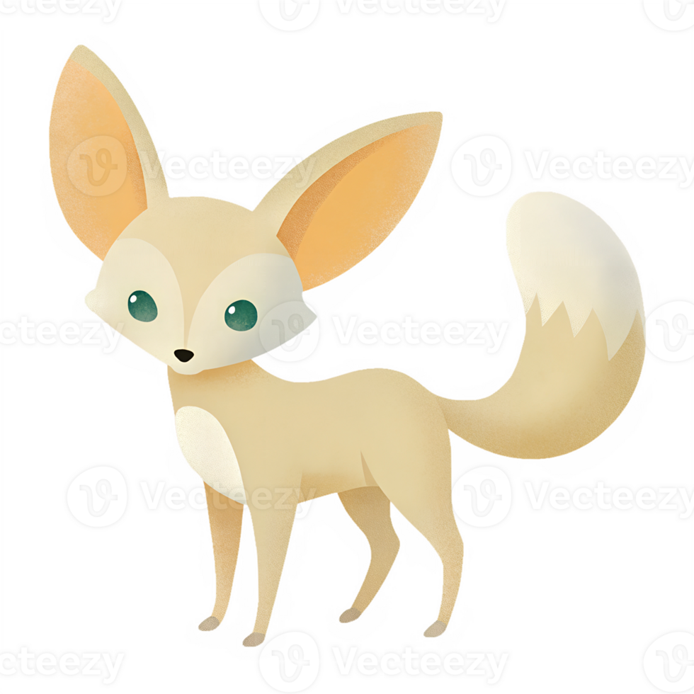 Illustration style cartoon cute, fennec fox, simple and clean lines png