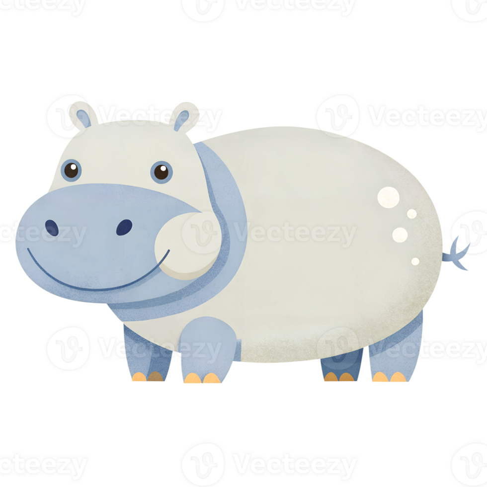 Illustration style cartoon cute, Hippo, simple and clean lines png