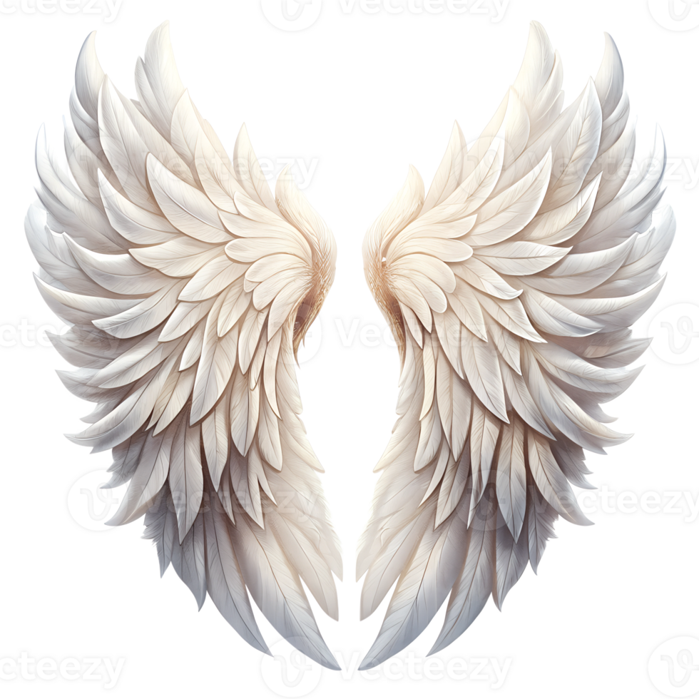 elegant white angel wings isolated on a transparent background png