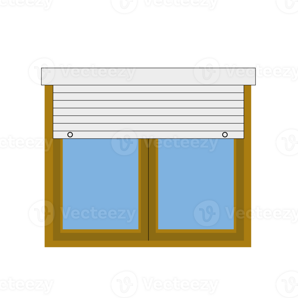 Brown window roller shutter. Closed window protective roller blind protection shutter home security privacy interior png