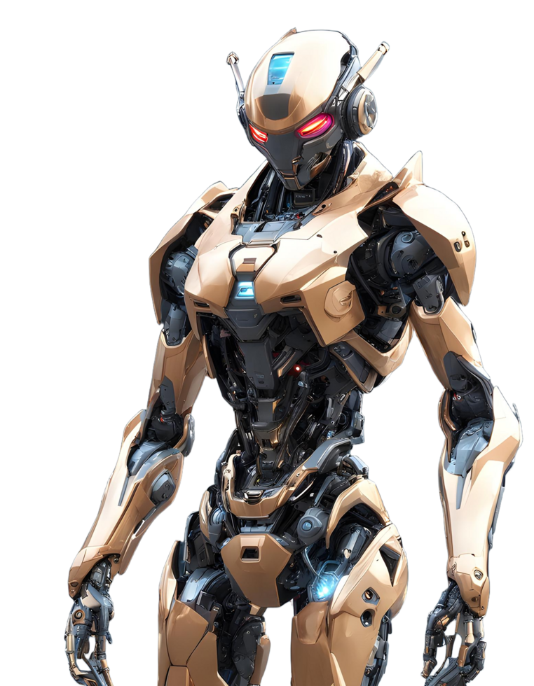 Hyper-Realistic Advanced Humanoid Robot. 3D render of a highly detailed futuristic humanoid robot. png