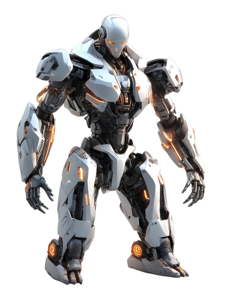 Sleek White Humanoid Robot. png