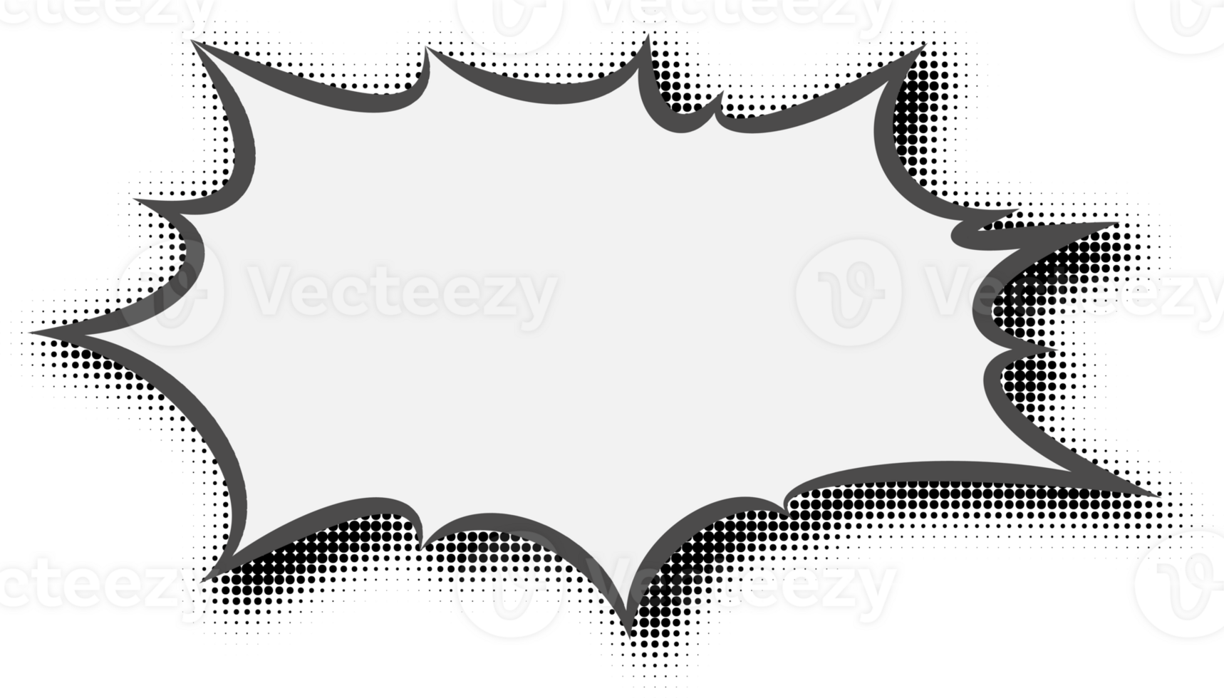 Manga speech bubble. Comic text frame with pop art halftone dotted effect. Balloon chat shape for dialog. Cloud for shock shout and scream action messages. Irregular cartoon decoration. png