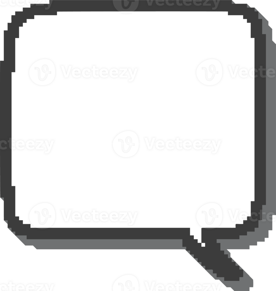 Pixel speech bubble for game design and chart. Retro chat box for dialog comment and messages. Conversation balloon shape. 8 bit cartoon element png