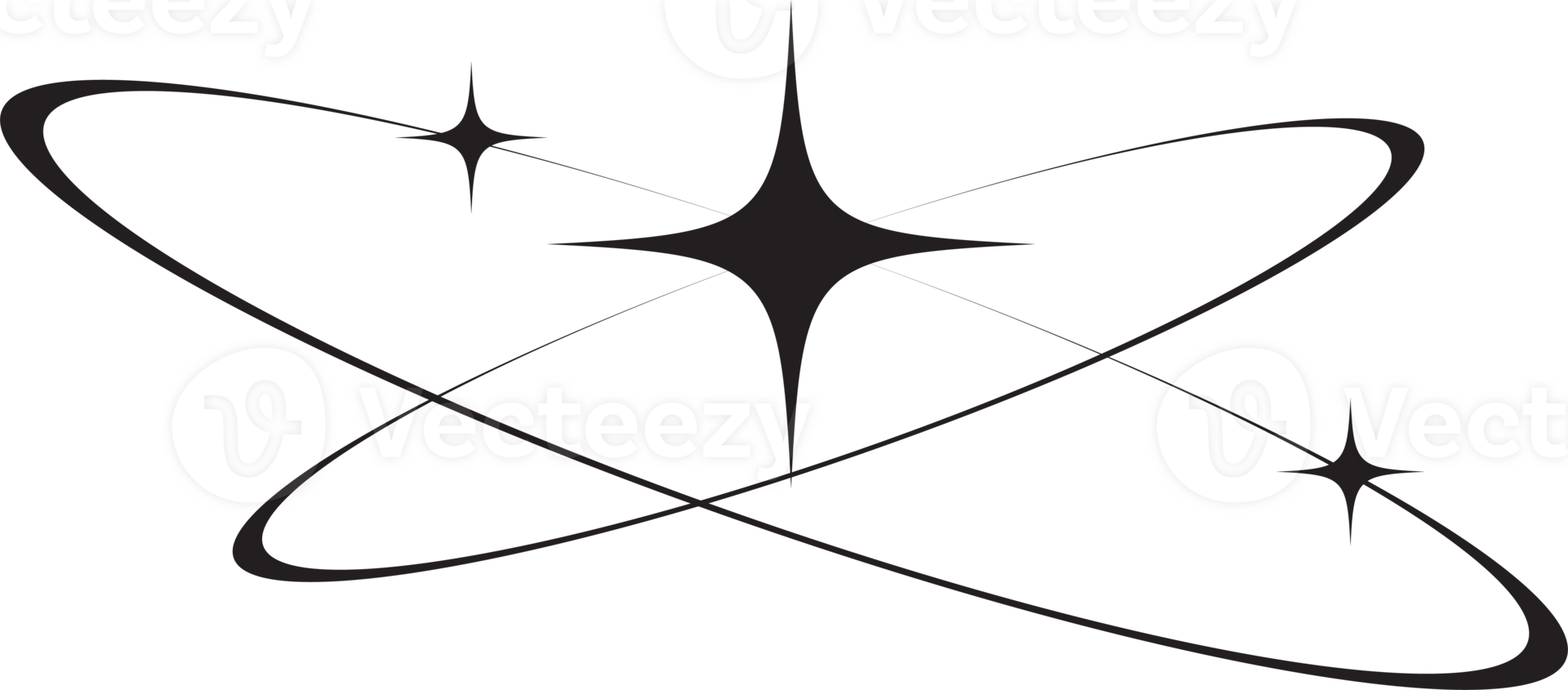 Y2k icon of star shape Shiny glitter element. Abstract retro minimal twinkles with cosmic orbit. Minimal modern futuristic figure png
