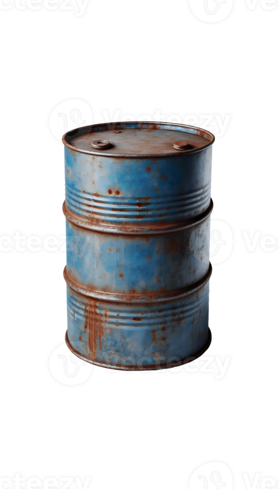 old oil barrel isolated on transparent bg png