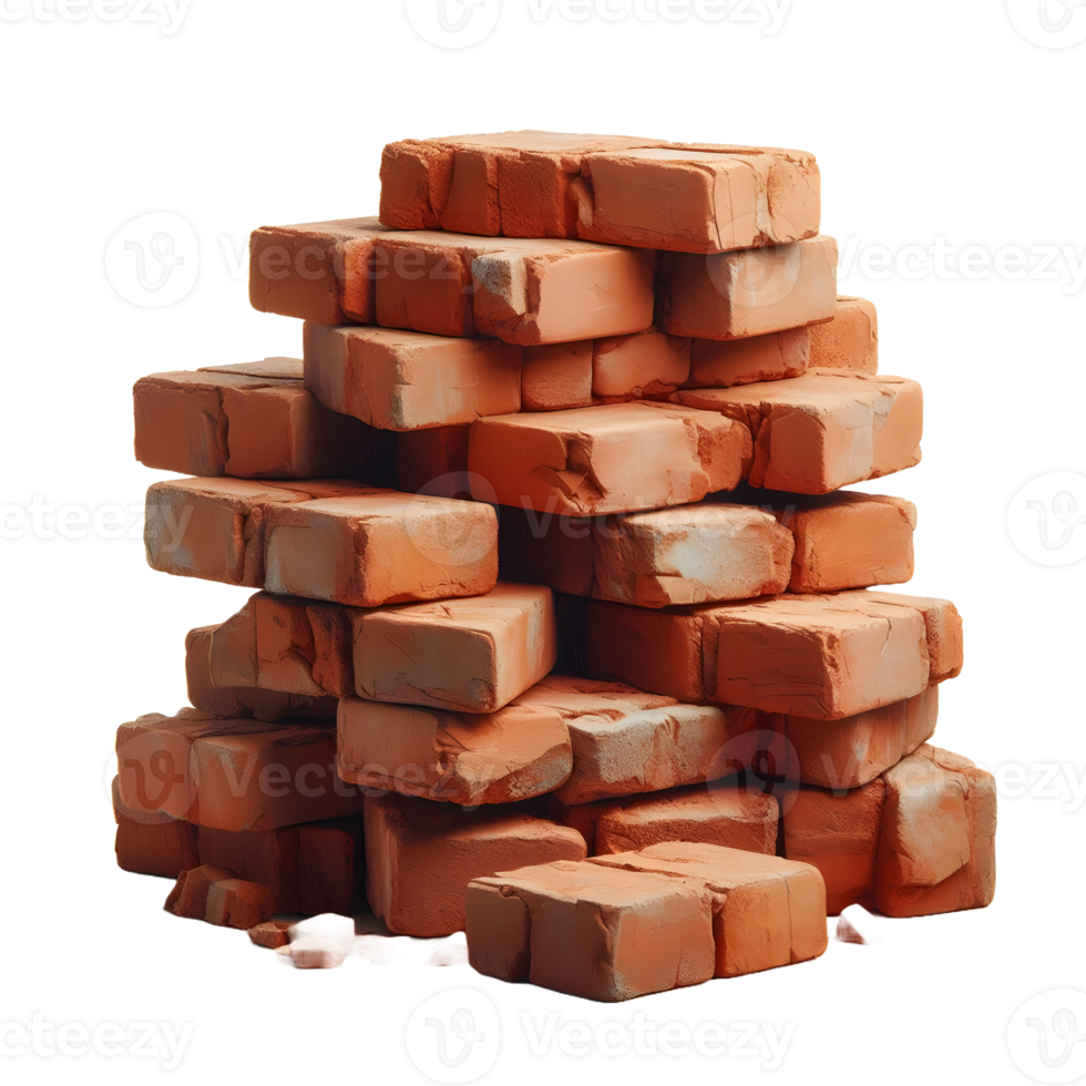 stack of bricks isolated on transparent background png