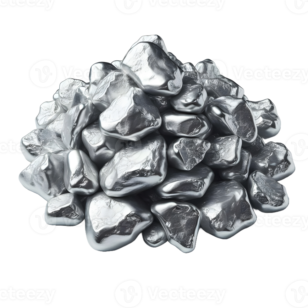 Silver crystal isolated on transparent background png